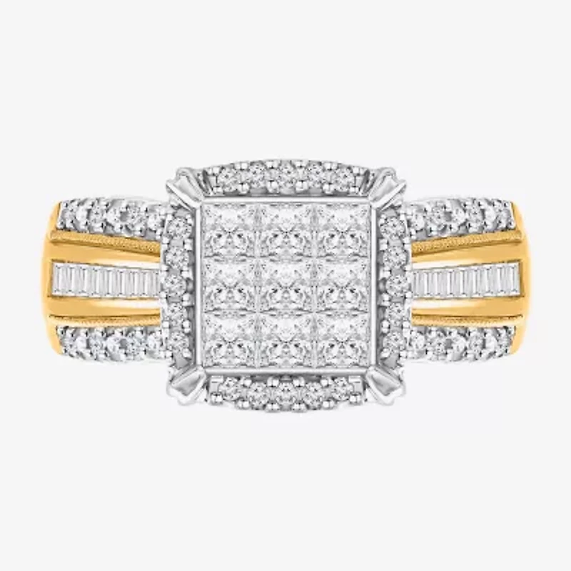 1 CT.T.W. Natural Diamond Princess-Cut Multi-Top Ring White or Yellow 10K 14K Gold
