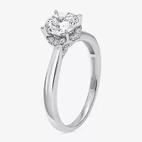 (I / I1) Womens 1 1/7 CT. T.W. Lab Grown White Diamond 10K Gold Round Halo Engagement Ring