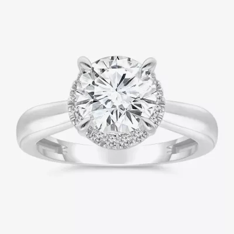 2 1/7 Ct.T.W. (I / I1) Womens Lab Grown White Diamond 14K Gold Round Halo Engagement Ring