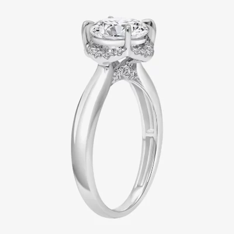 2 1/7 Ct.T.W. (I / I1) Womens Lab Grown White Diamond 14K Gold Round Halo Engagement Ring