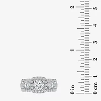 (I / I1) Love Lives Forever Womens 2 CT. T.W. Lab Grown White Diamond 10K or 14K Gold Cushion Side Stone 3-Stone Engagement Ring