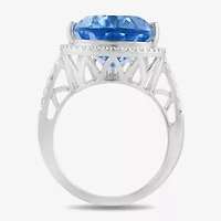 Womens Gemstone Sterling Silver Pear Cocktail Ring