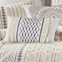 INK + IVY Bea Embroidered Cotton Oblong 12X20 Pillow with Tassels