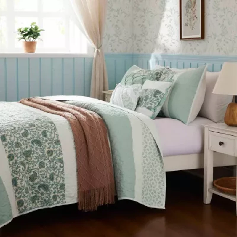 Madison Park Vanessa 6-Pc Cotton Percale Quilt Set With Throw Pillows