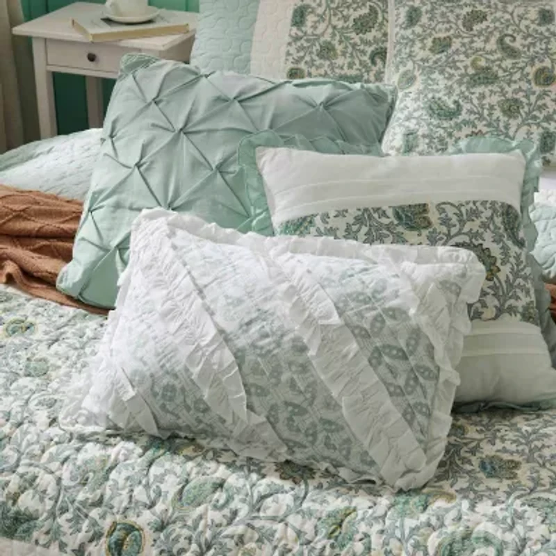 Madison Park Vanessa 6-Pc Cotton Percale Quilt Set With Throw Pillows
