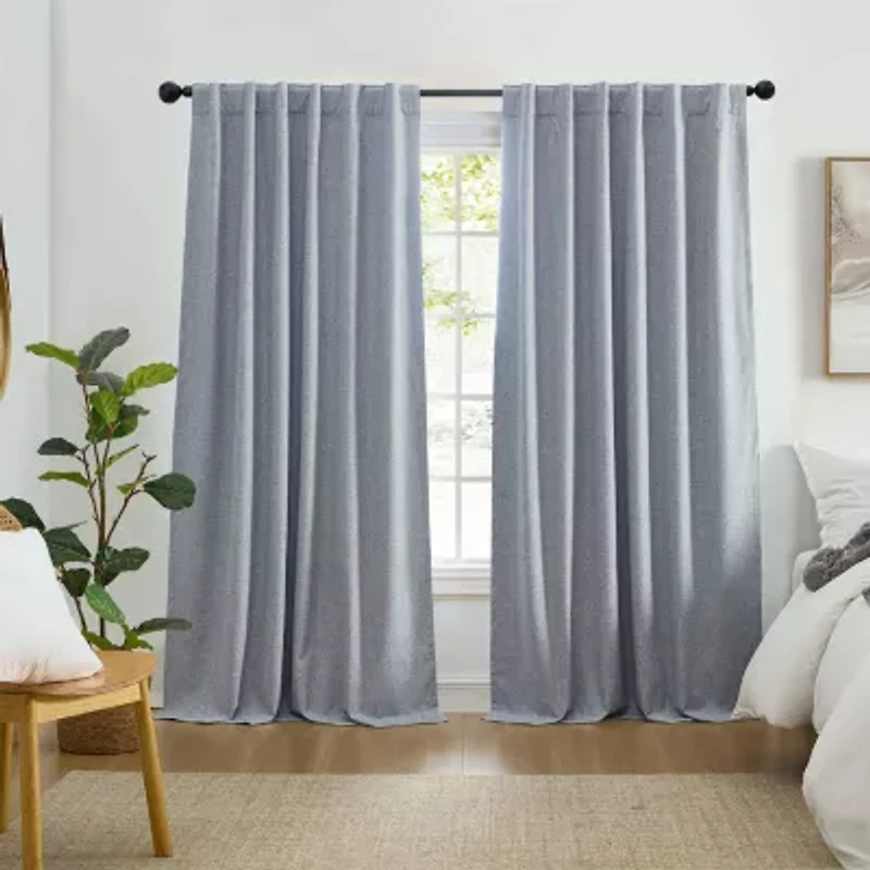 Elrene Home Fashions Solace Rod Pocket Back Tab Energy Saving 100% Blackout Single Curtain Panel