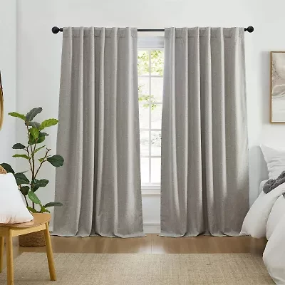 Elrene Home Fashions Solace Rod Pocket Back Tab Energy Saving 100% Blackout Single Curtain Panel
