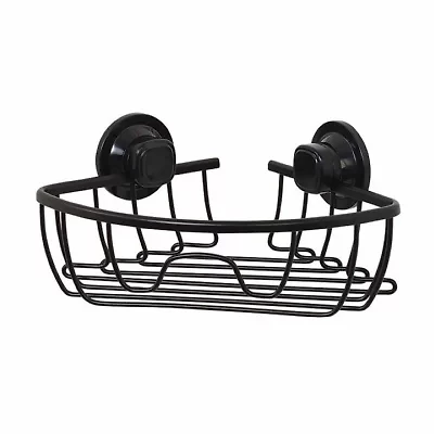Zenna Home Aluminum Power Grip Black Corner Shower Caddy