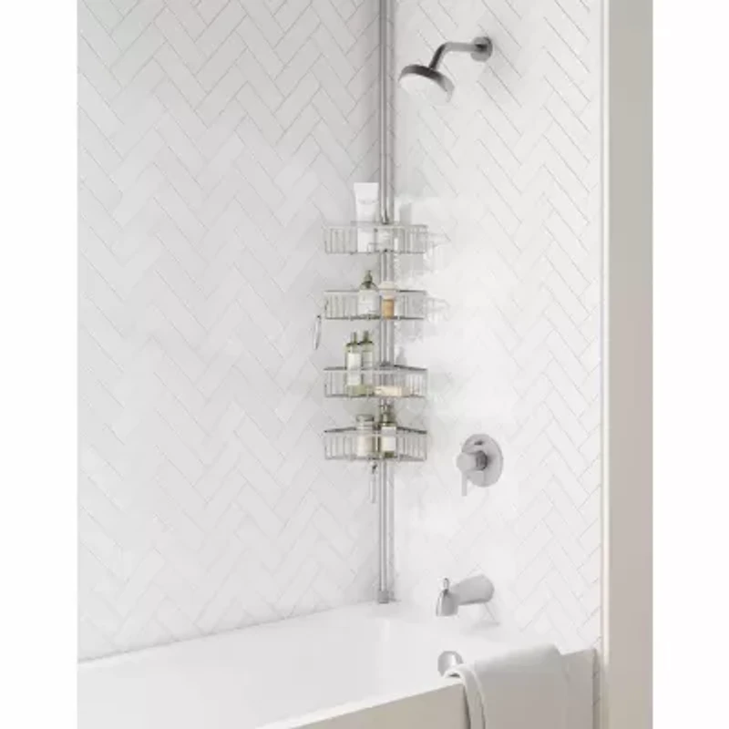 Zenna Home 4 Tier Stainless Steel Tension Pole Shower Caddy