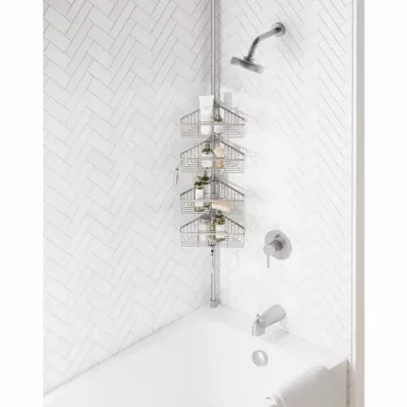 Zenna Home 4 Tier Stainless Steel Tension Pole Shower Caddy