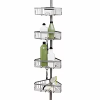 Zenna Home 4 Tier Stainless Steel Tension Pole Shower Caddy