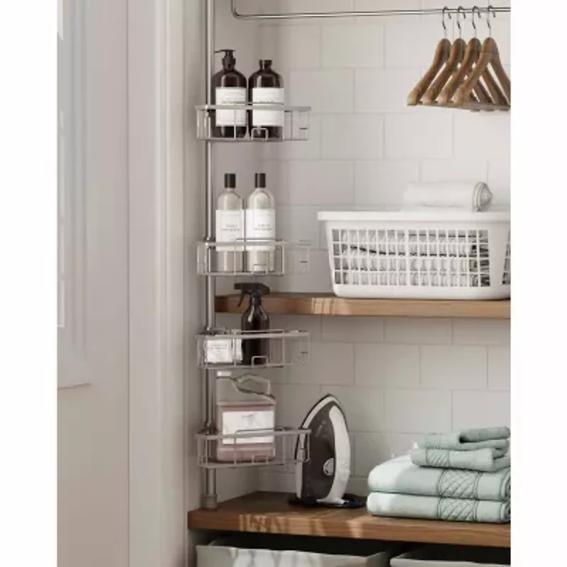 Zenna Home 4 Tier Stainless Steel Tension Pole Shower Caddy