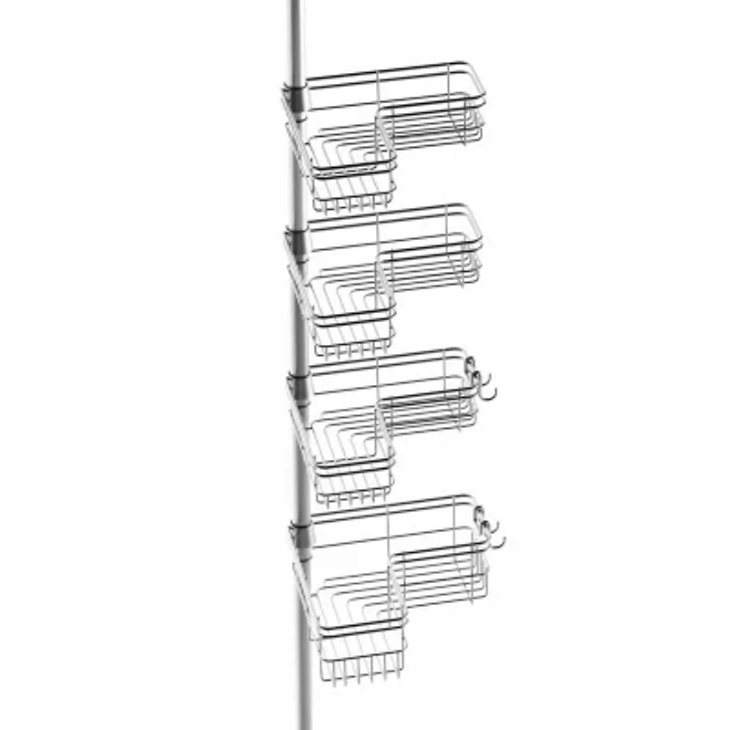 Zenna Home 4 Tier Stainless Steel Tension Pole Shower Caddy