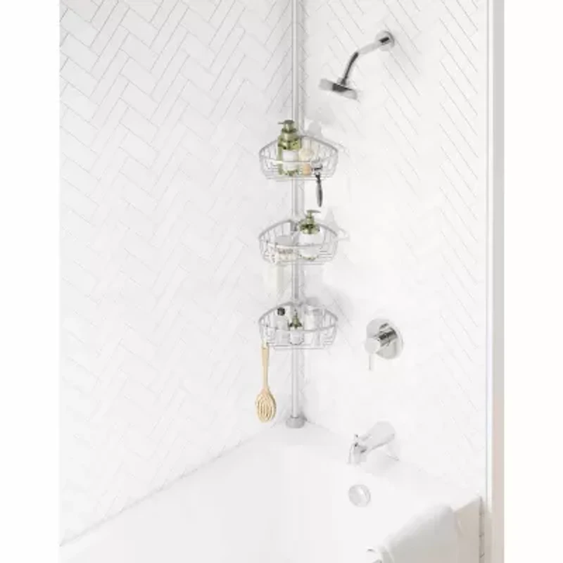 Zenna Home 3 Tier Aluminum Tension Pole Shower Caddy