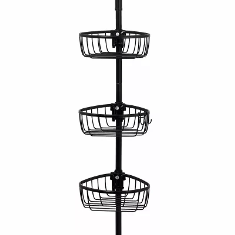 Zenna Home 3 Tier Aluminum Black Tension Pole Shower Caddy