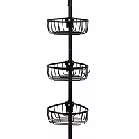 Zenna Home 3 Tier Aluminum Black Tension Pole Shower Caddy
