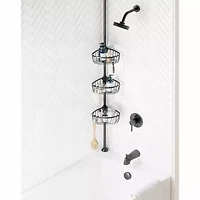 Zenna Home 3 Tier Aluminum Black Tension Pole Shower Caddy
