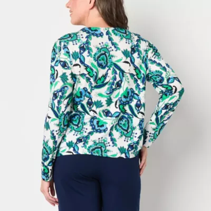 Liz Claiborne Womens V Neck Long Sleeve Blouse