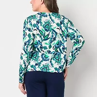 Liz Claiborne Womens V Neck Long Sleeve Blouse