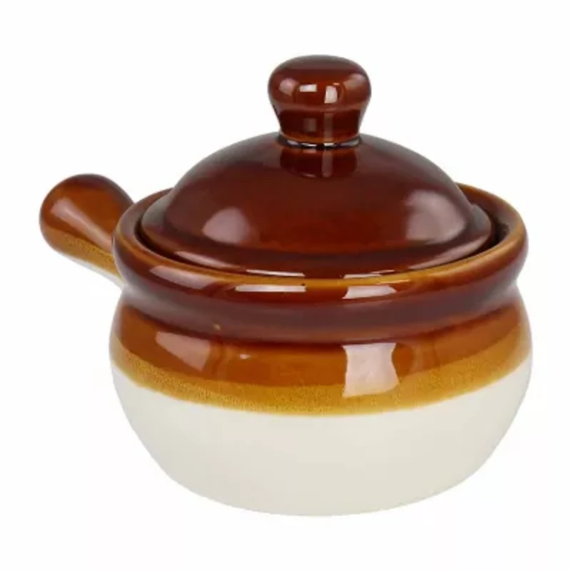 Elama Long Handle French Onion 4-pc. Stoneware Soup Bowl