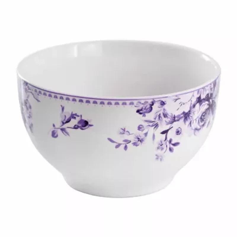 Elama Traditional Purple Rose 16-pc. Stoneware Dinnerware Set