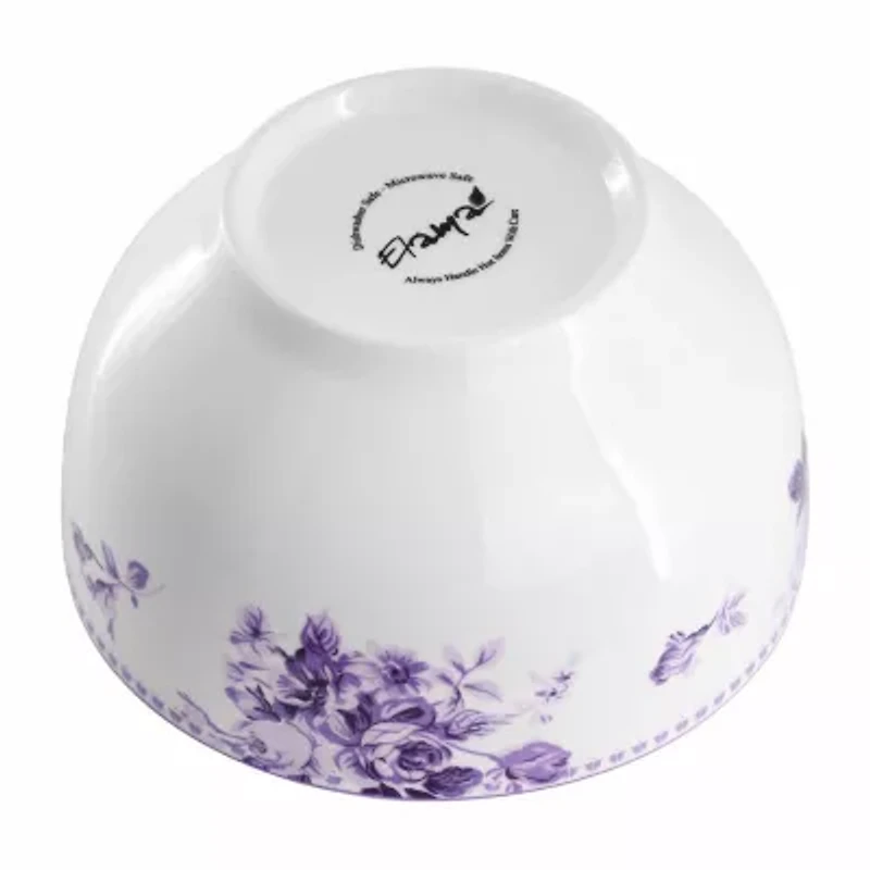 Elama Traditional Purple Rose 16-pc. Stoneware Dinnerware Set