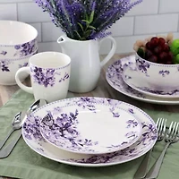 Elama Traditional Purple Rose 16-pc. Stoneware Dinnerware Set