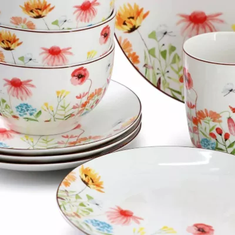 Elama Wildflower Meadow 16-pc. Stoneware Dinnerware Set