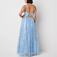 VIOLET WEEKEND Womens Juniors Sleeveless Embellished Ball Gown