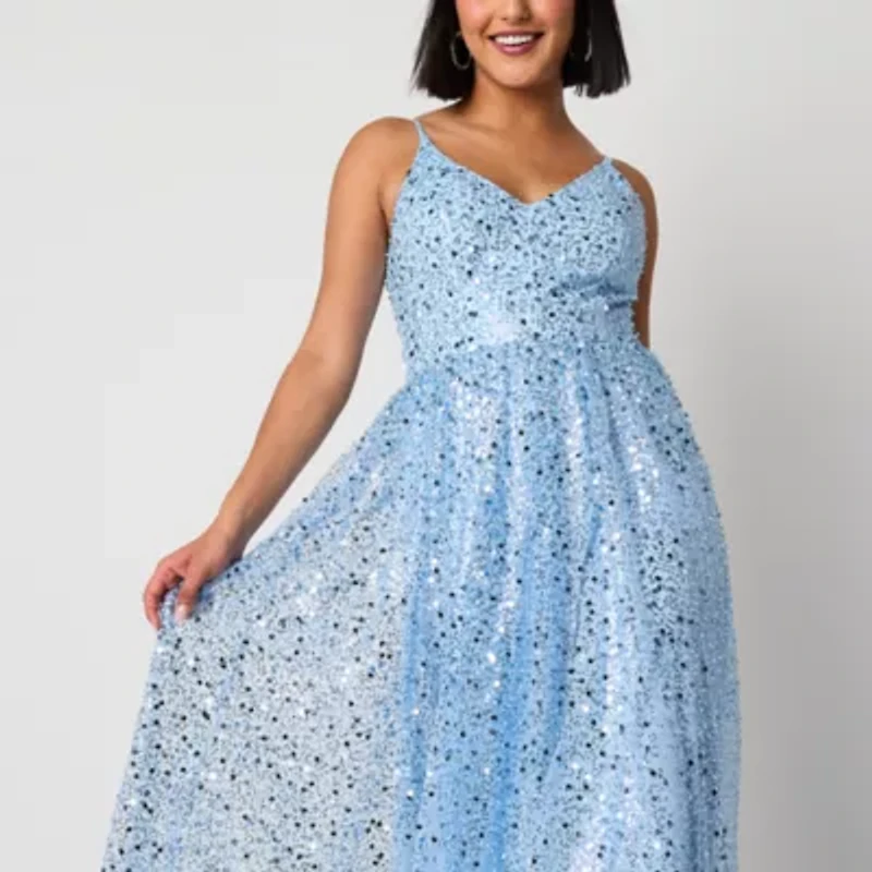 VIOLET WEEKEND Womens Juniors Sleeveless Embellished Ball Gown