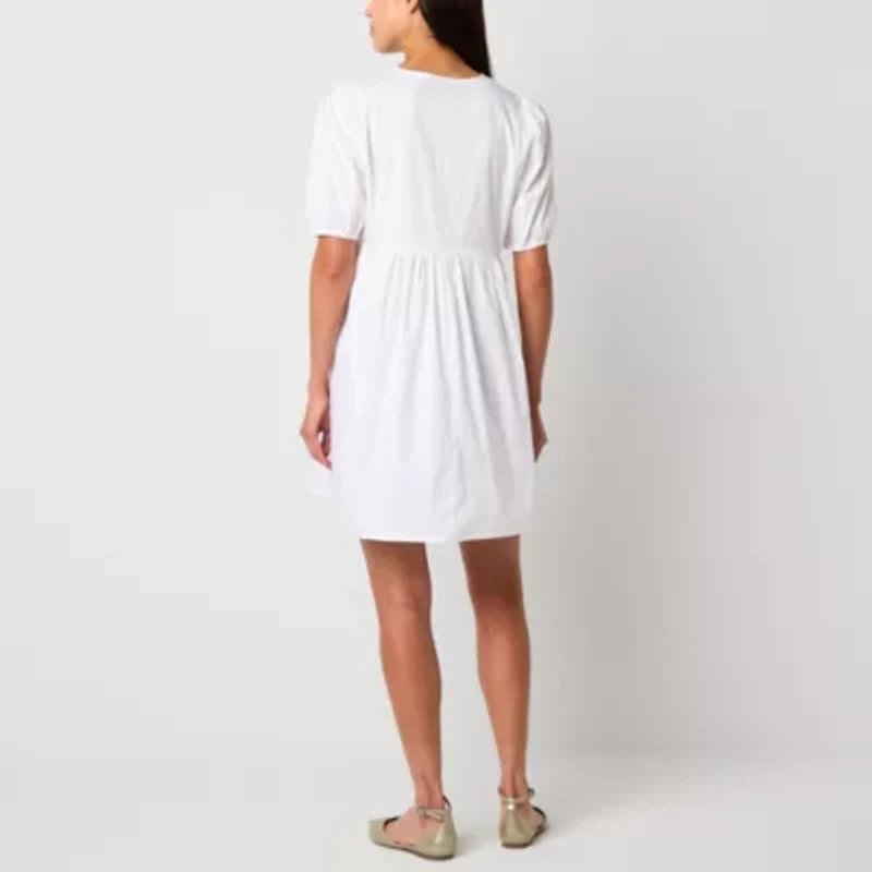 Be by CHETTA B Womens Short Sleeve Babydoll Dress