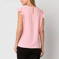 Black Label by Evan-Picone Womens Crew Neck Sleeveless Blouse