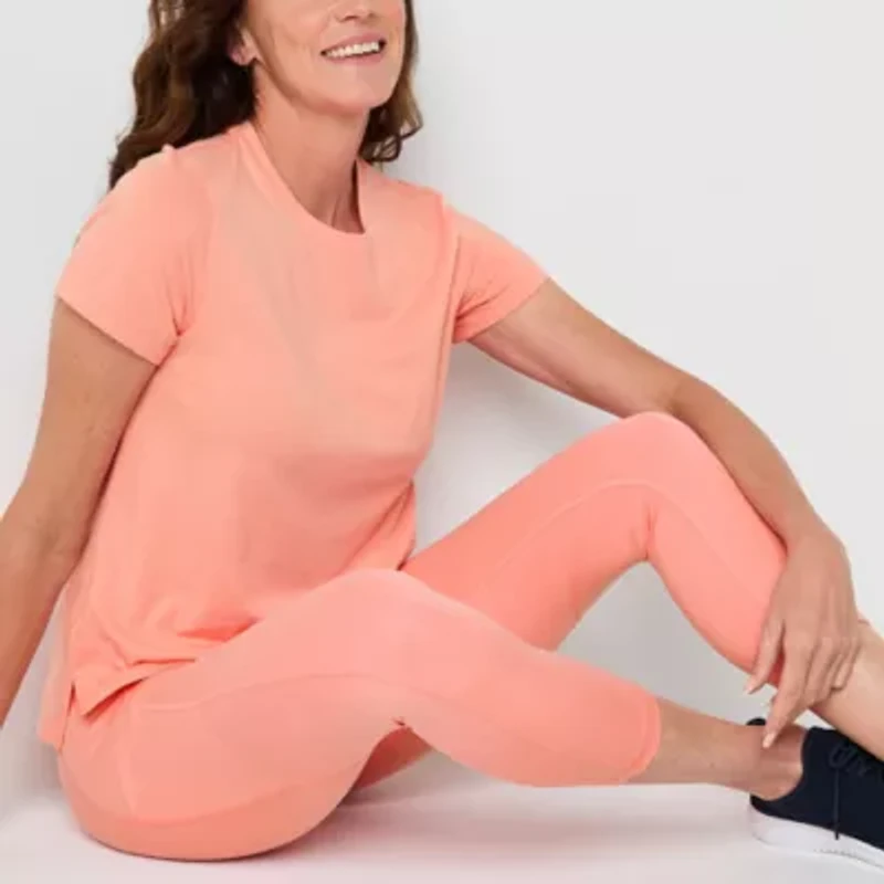 Xersion Womens Cotton Crew Neck Short Sleeve T-Shirt Tall
