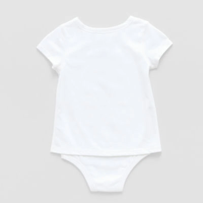 Okie Dokie Toddler Girls Bodysuit Closure Adaptive Round Neck Short Sleeve Bodysuit