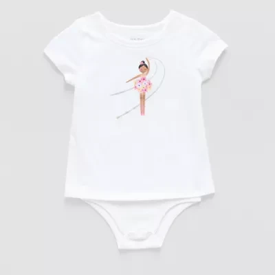 Okie Dokie Toddler Girls Bodysuit Closure Adaptive Round Neck Short Sleeve Bodysuit