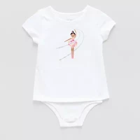 Okie Dokie Toddler Girls Bodysuit Closure Adaptive Round Neck Short Sleeve Bodysuit