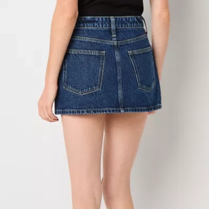 Arizona Womens Mid Rise Denim Skirt Juniors