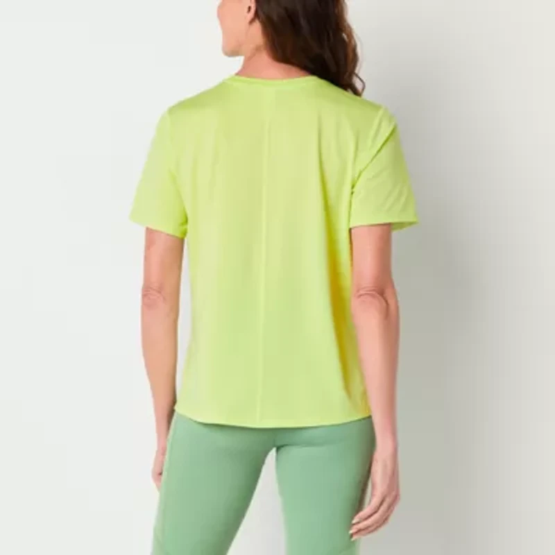 Xersion Womens Mesh Crew Neck Short Sleeve Tunic Top