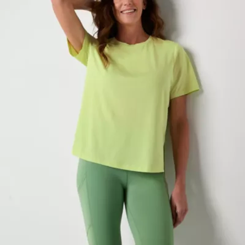 Xersion Womens Mesh Crew Neck Short Sleeve Tunic Top