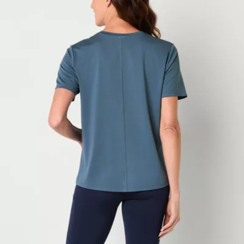 Xersion Womens Mesh Crew Neck Short Sleeve Tunic Top