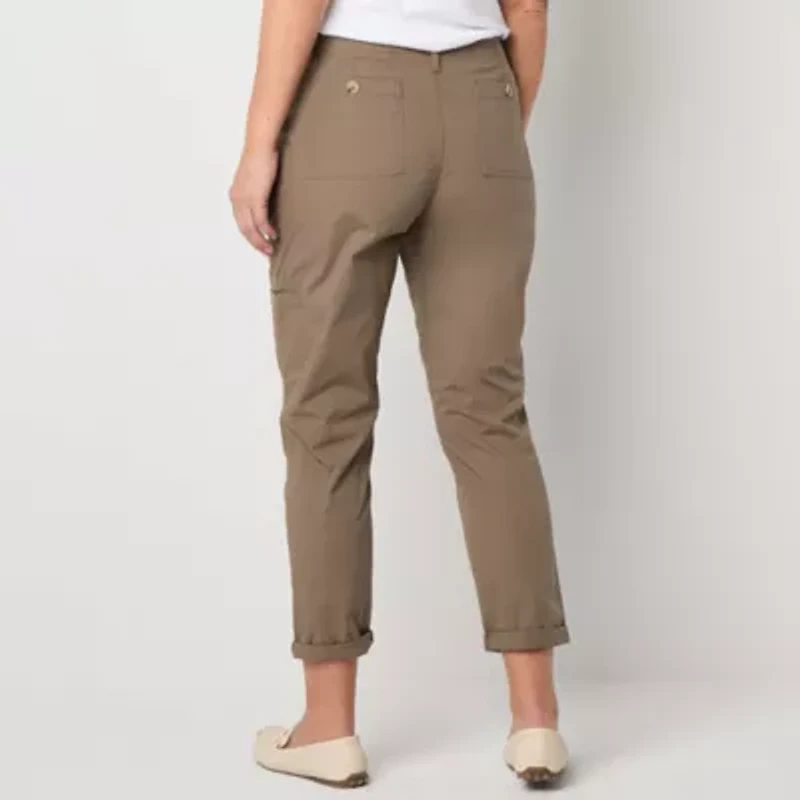 Liz Claiborne Womens Slim Mid Rise Cropped Pant