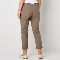 Liz Claiborne Womens Slim Mid Rise Cropped Pant
