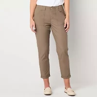 Liz Claiborne Womens Slim Mid Rise Cropped Pant