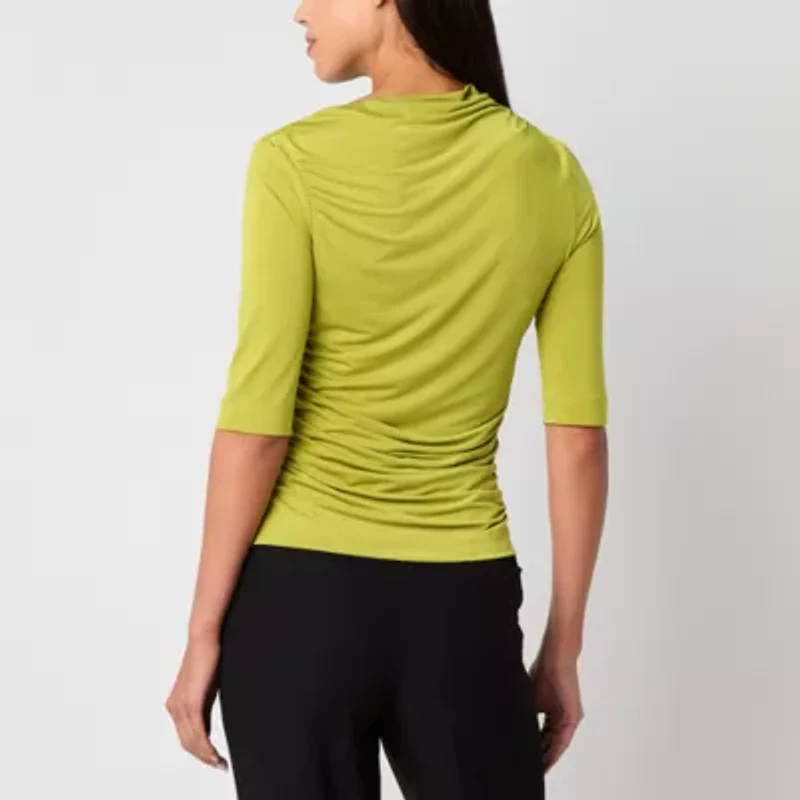 Worthington Womens Boat Neck Long Sleeve Blouse