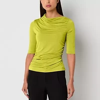 Worthington Womens Boat Neck Long Sleeve Blouse