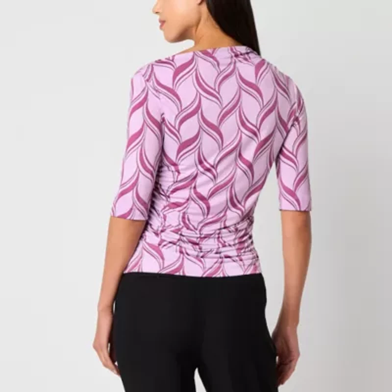 Worthington Womens Boat Neck Long Sleeve Blouse