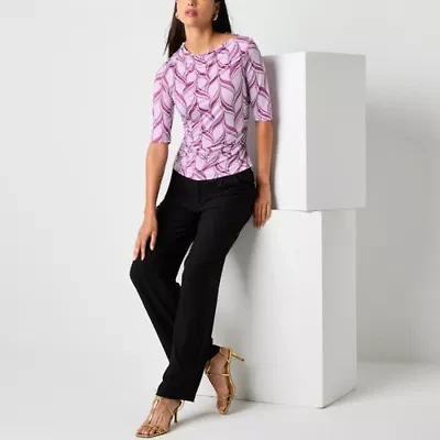 Worthington Womens Boat Neck Long Sleeve Blouse
