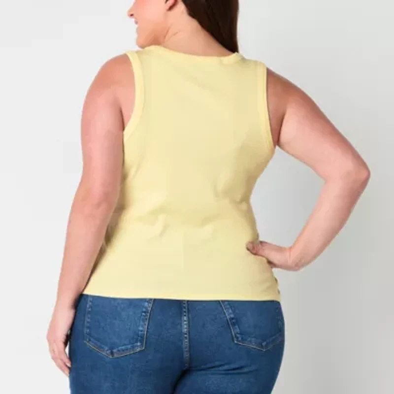 a.n.a Womens Plus Crew Neck Sleeveless Tank Top