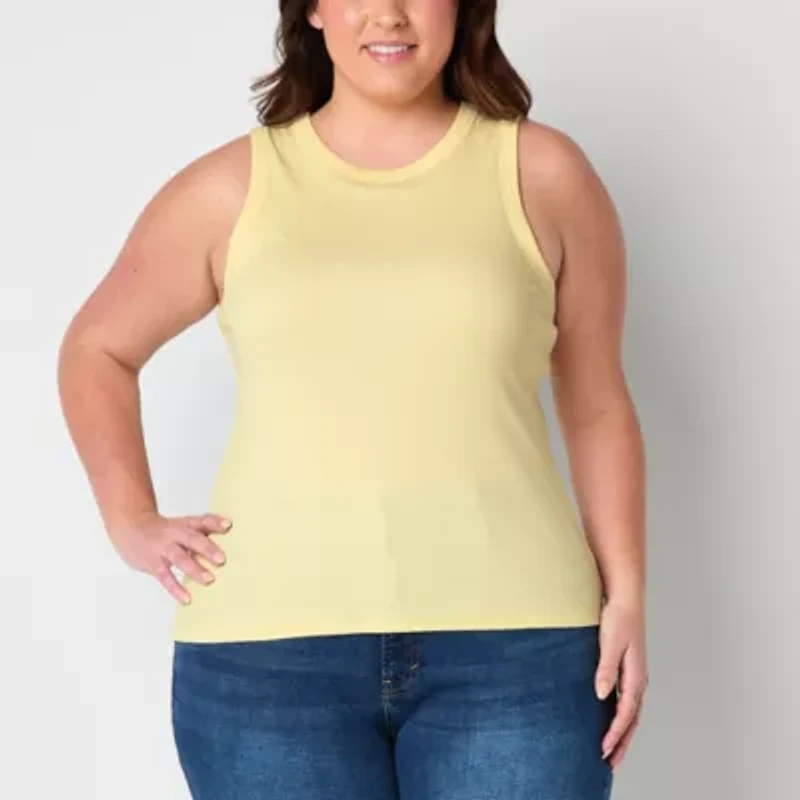 a.n.a Womens Plus Crew Neck Sleeveless Tank Top