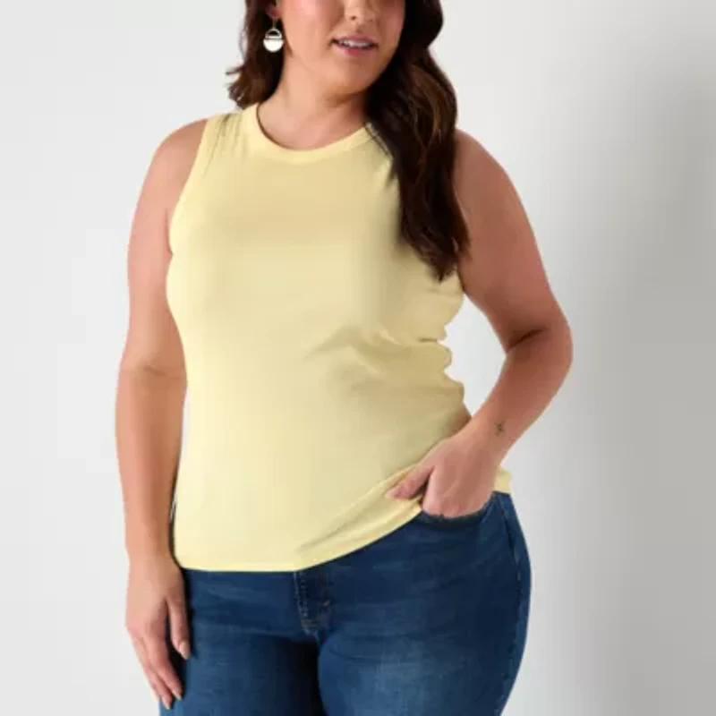 a.n.a Womens Plus Crew Neck Sleeveless Tank Top